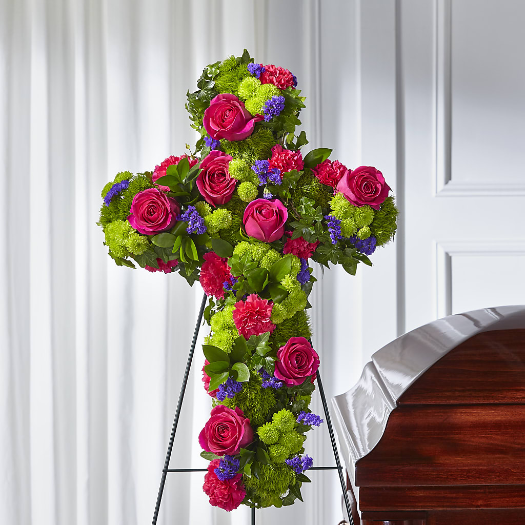 Tribute Rose Floral Cross – Backroads Florist, Blairsville GA