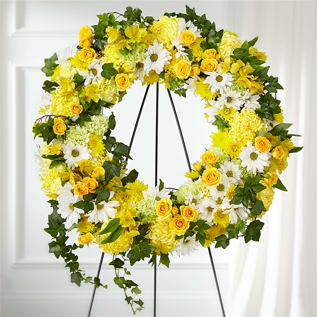 Golden Remembrance Wreath – Backroads Florist, Blairsville GA