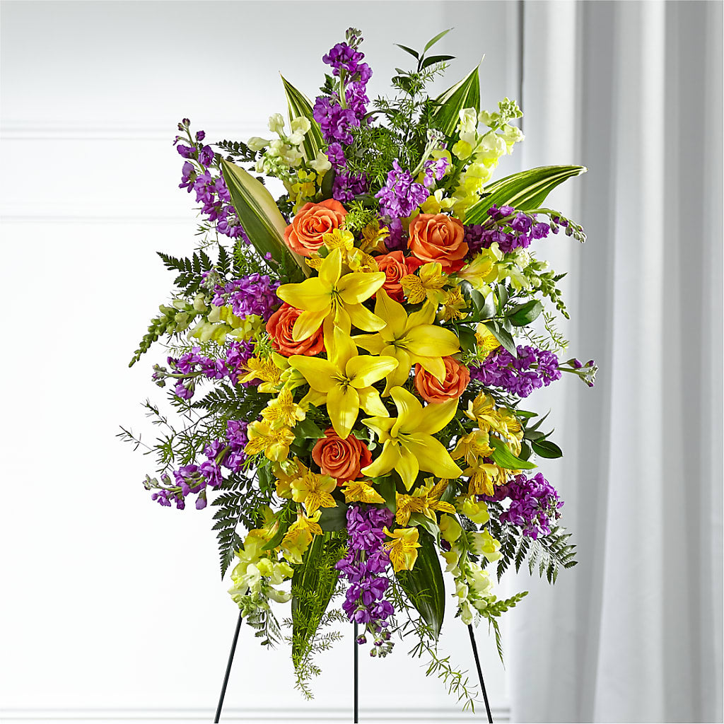 Thoughtful Prayers Standing Spray – Backroads Florist, Blairsville GA