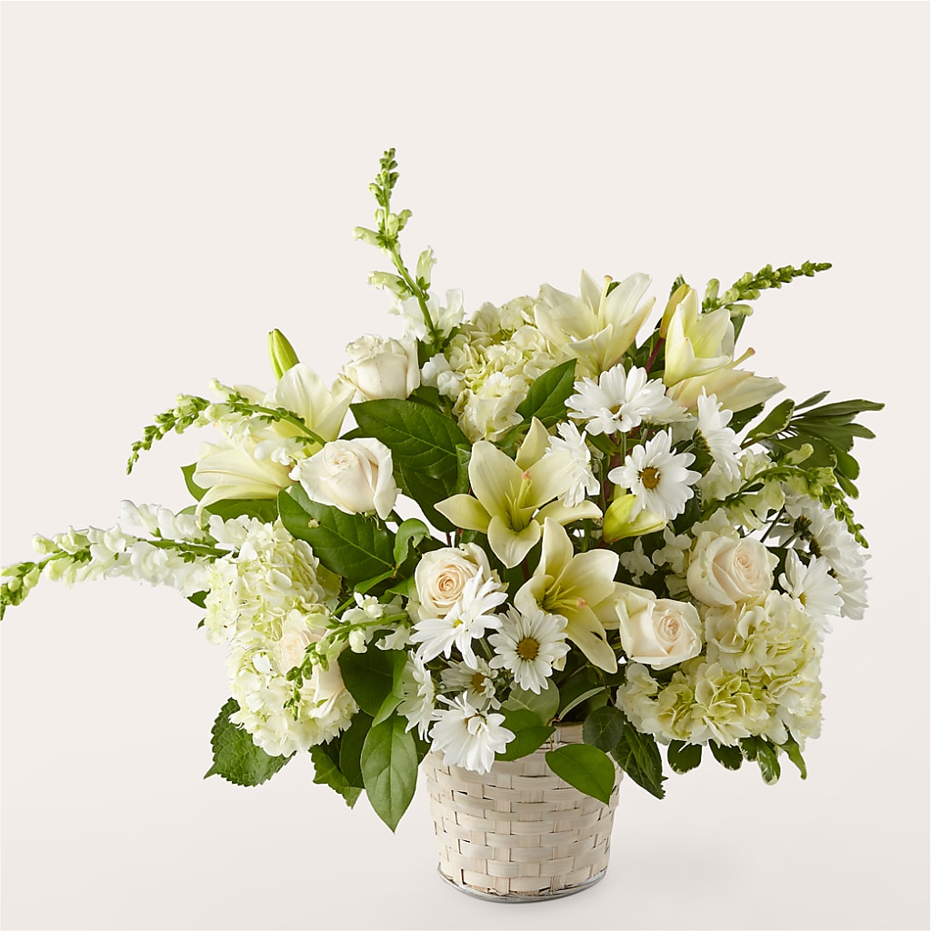 Ivory Elegance Floral Basket – Backroads Florist, Blairsville GA