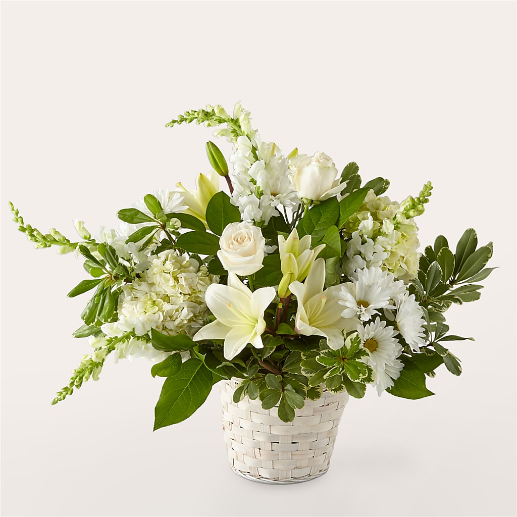 Ivory Elegance Floral Basket – Backroads Florist, Blairsville GA