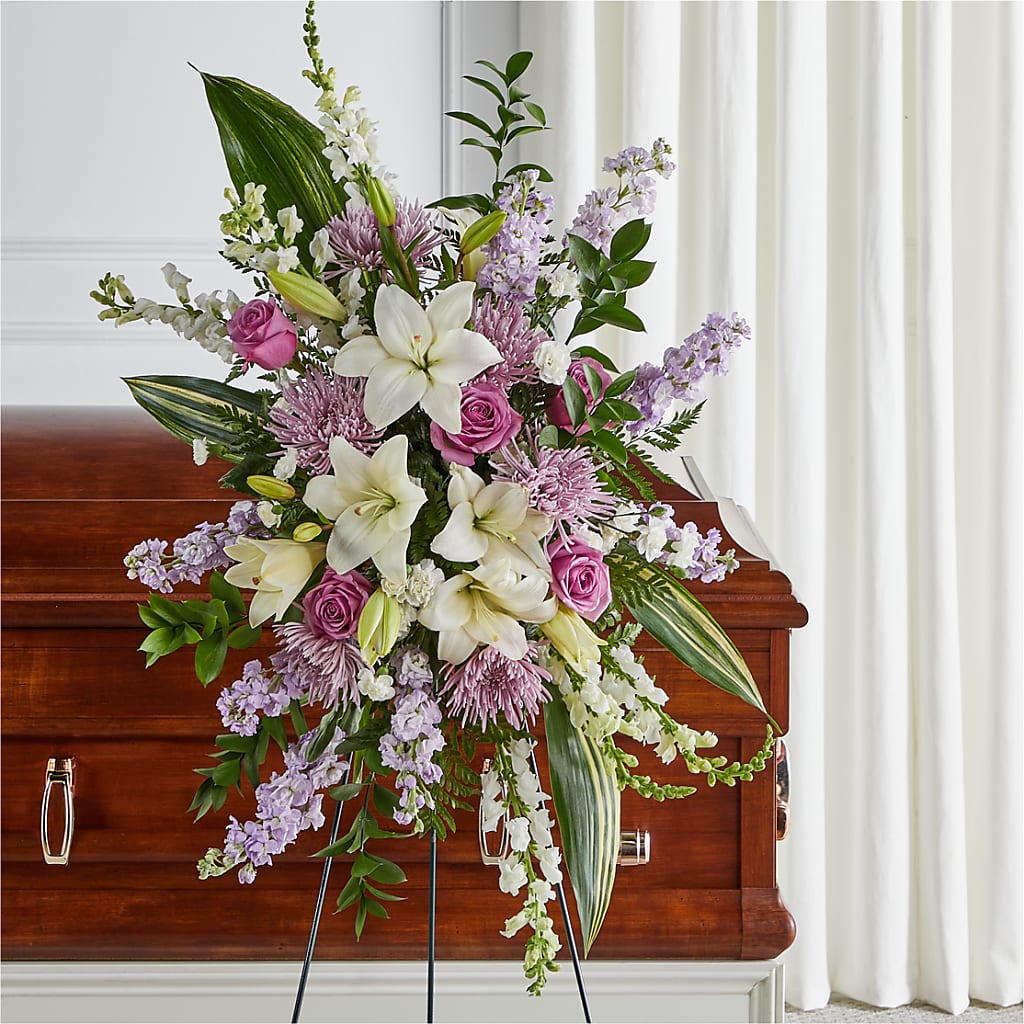 Grateful Hearts Standing Spray – Backroads Florist, Blairsville GA