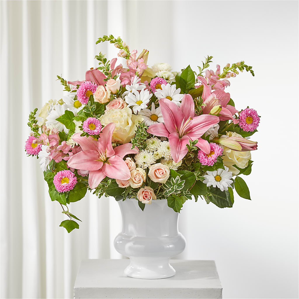 Empathetic Blooms Urn Arrangement – Backroads Florist, Blairsville GA