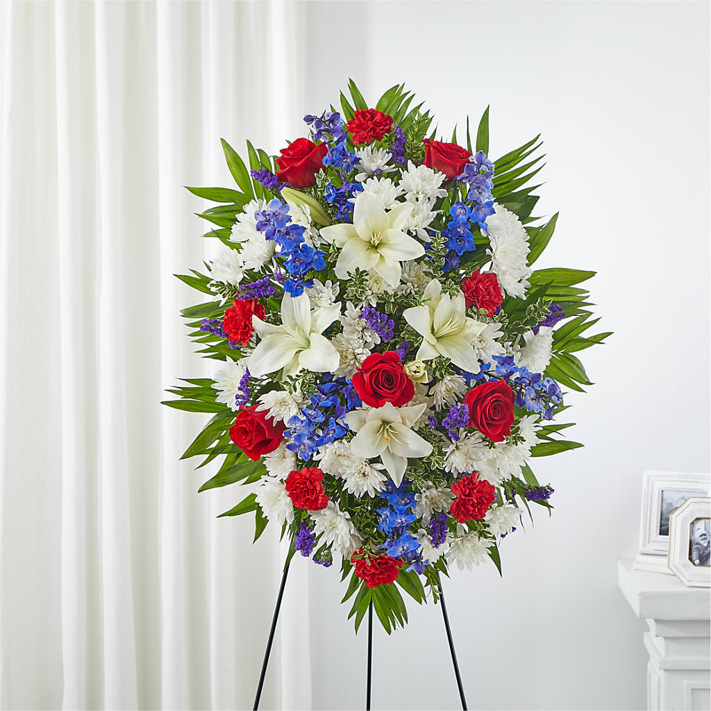 Cherished Service Standing Spray – Backroads Florist, Blairsville GA