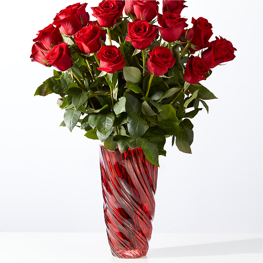 Classic Love Red Rose Bouquet with Luxe Swirl Vase – Backroads Florist, Blairsville GA