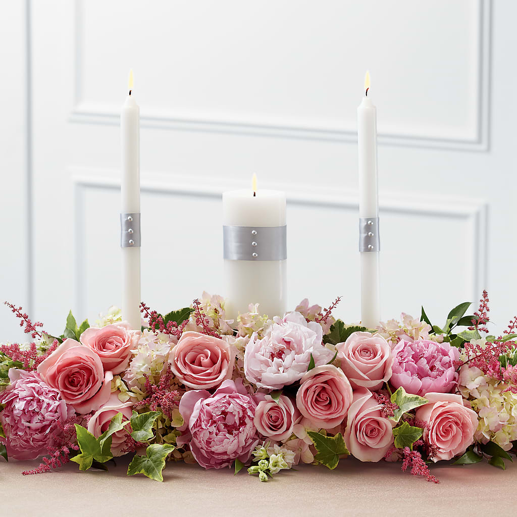 Worldwide Romance Unity Candle Arrangement – Backroads Florist, Blairsville GA