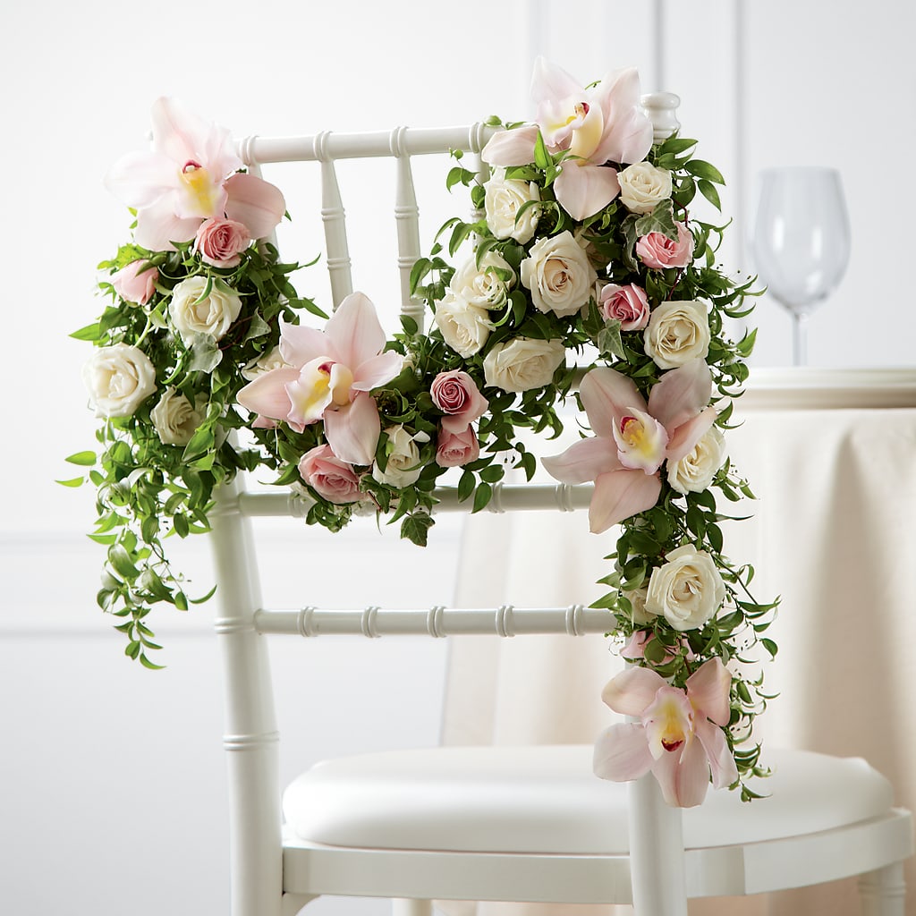 Orchid Rose Chair Décor – Backroads Florist, Blairsville GA