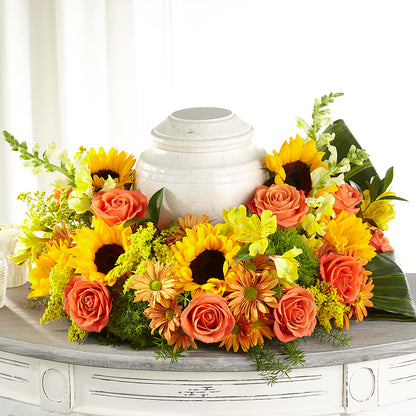 Faithful Sunflower Cremation Adornment –  Backroads Florist, Blairsville GA