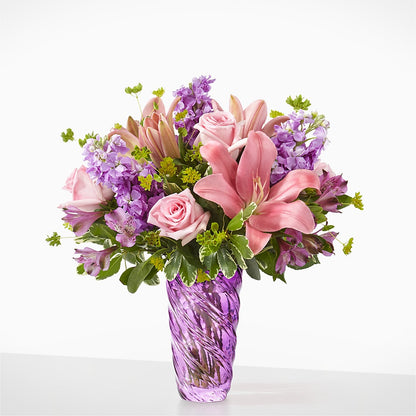 Precious Petals Bouquet with Luxe Swirl Vase –  Backroads Florist, Blairsville GA