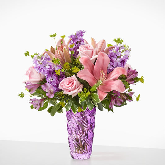 Precious Petals Bouquet with Luxe Swirl Vase –  Backroads Florist, Blairsville GA