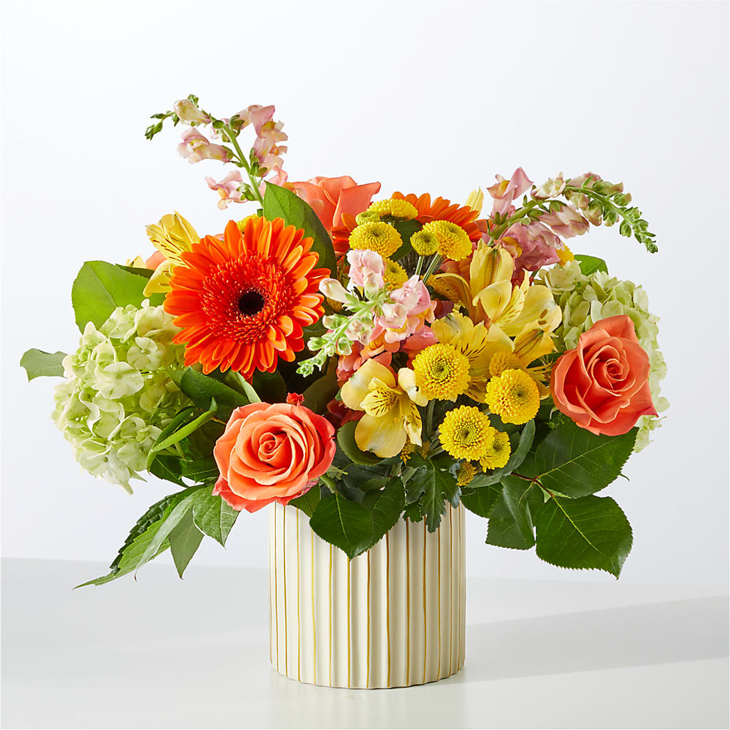 Autumn Sunshine Bouquet with Ivory Vase –  Backroads Florist, Blairsville GA