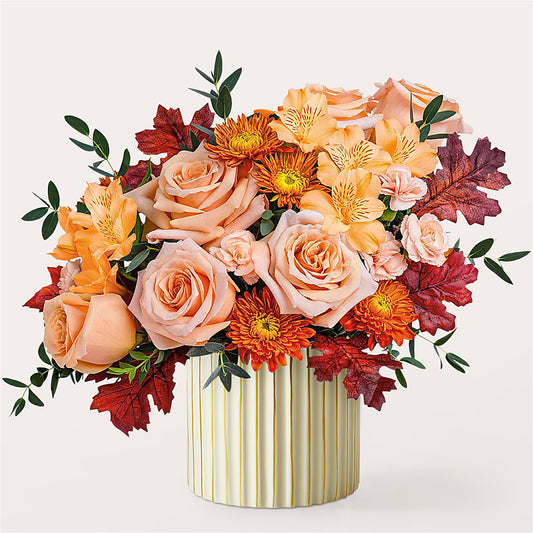 Spiced Latte Bouquet with Ivory Vase –  Backroads Florist, Blairsville GA